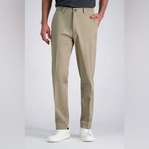 NWT Men Haggar Khaki Slim Straight Pant Size 34/34 Iron Free